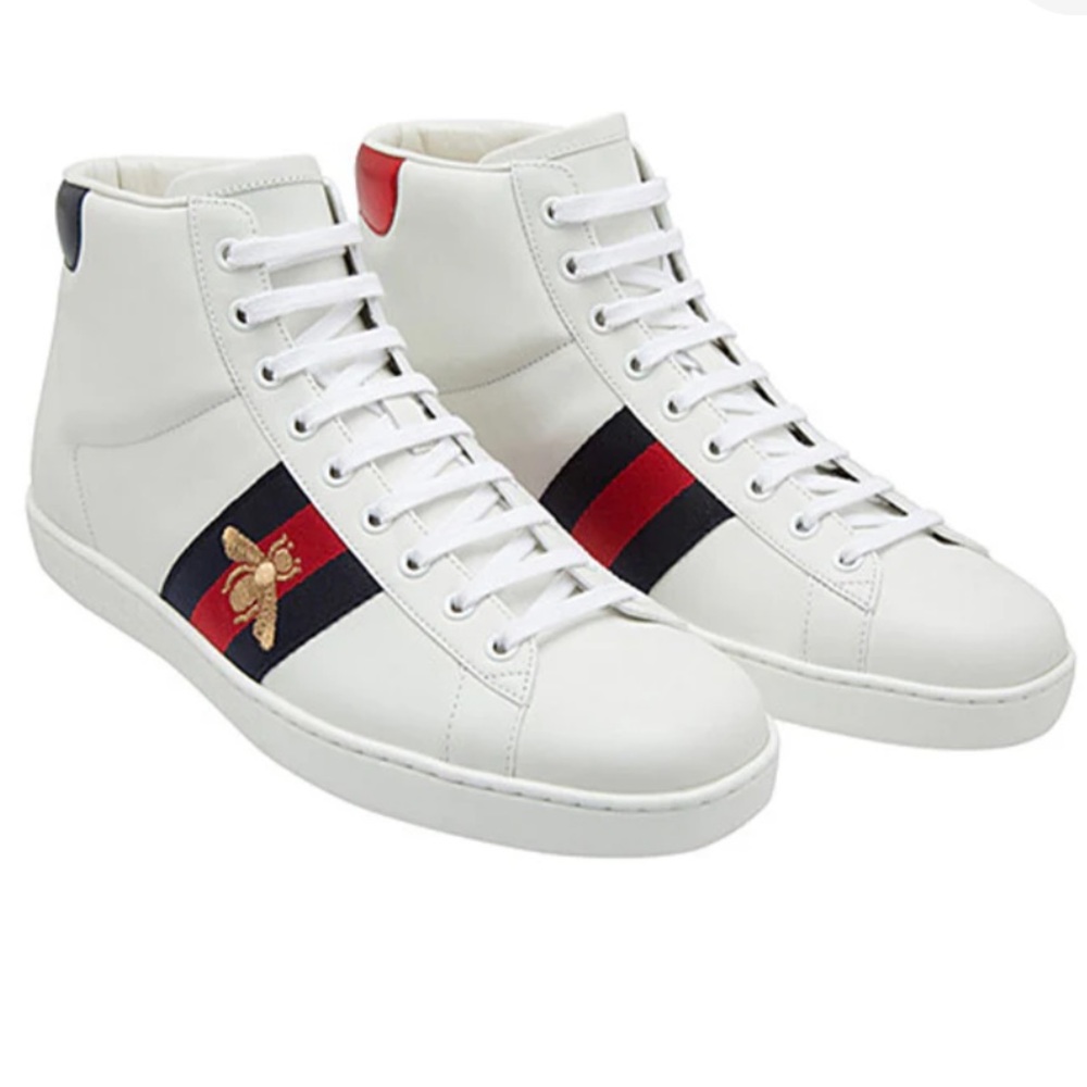 100% Authentic Gucci Ace Leather High Top Sneakers